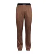 Tom Ford Stretch-silk Polka-dot Pyjama Bottoms In Brown