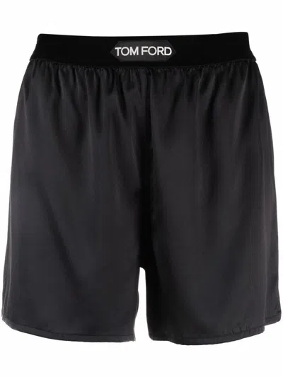 Tom Ford Stretch Silk Satin Boxer Shorts Clothing In Black