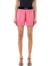 Tom Ford Velvet-trimmed Silk-blend Satin Shorts In Pink