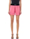 Tom Ford Velvet-trimmed Silk-blend Satin Shorts In Pink