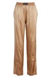 Tom Ford Stretch Silk Satin Pajama Pants In Pale Beige
