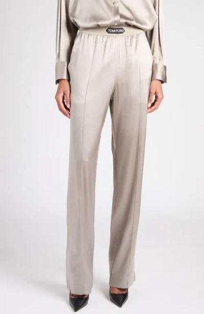 Tom Ford Stretch Silk Satin Pajama Pants In Silver