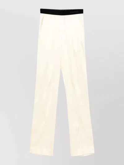 Tom Ford Stretch Silk Satin Pajama Trousers Side Pockets In Neutral