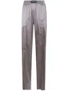 Tom Ford Stretch Silk Satin Pijamas Trousers Clothing In Gray