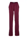 Tom Ford Fuchsia Pants With Elastic Waist With Logo Lettering In Silk Stretch Woman In Burgundy