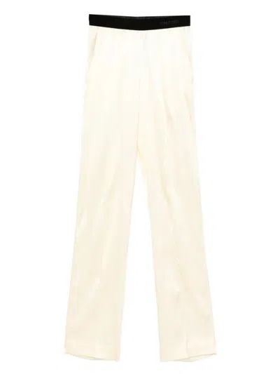 Tom Ford Stretch Silk Satin Pj Pants In White