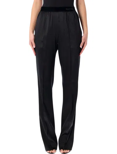 Tom Ford Stretch Silk Satin Pj Pants In Black