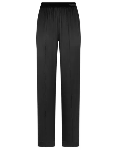Tom Ford Stretch Silk Satin Pj Pants In Black