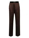 Tom Ford Pantaloni Pajama In Raso Di Seta Elasticizzato In Brown