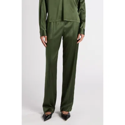 Tom Ford Stretch Silk Satin Pj Pants In Green