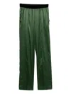 Tom Ford Green Pants With Elastic Waist With Logo Lettering In Silk Stretch Woman In Multi