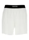 Tom Ford White Shorts With Elastic Waist And Logo Patch On The Waist