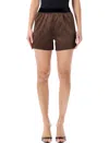 Tom Ford Silk Satin Relaxed Waistband Shorts In Brown