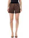 Tom Ford Silk Satin Relaxed Waistband Shorts In Brown