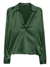 Tom Ford Stretch Silk Satin Polo With Tonal Tf Embroidered Logo Clothing In Green