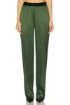 Tom Ford Stretch Silk Satin Pyjama Pant In Green