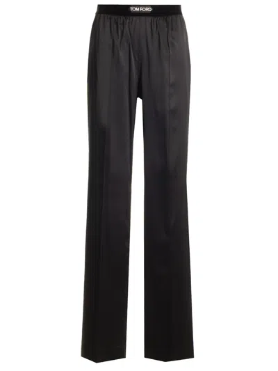 Tom Ford Stretch Silk Satin Pyjama Pants Trousers Black