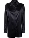 Tom Ford Stretch Silk Satin Relaxed Fit Shirt Clothing In Black