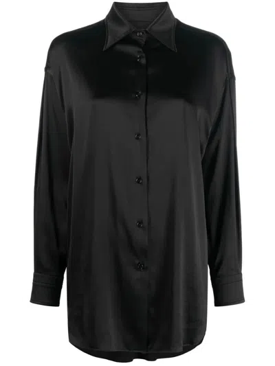 TOM FORD TOM FORD STRETCH SILK SATIN RELAXED FIT SHIRT