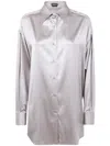 Tom Ford Stretch Silk Satin Relaxed Fit Shirt Clothing In Gray