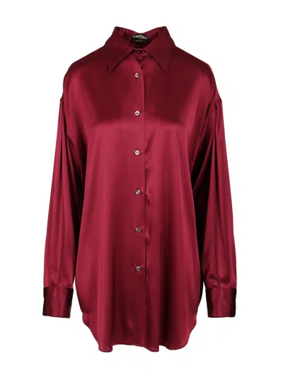 Tom Ford Stretch Silk Satin Shirt Shirts Red