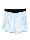 Tom Ford Stretch Silk Satin Relaxed Pj Shorts In Blue