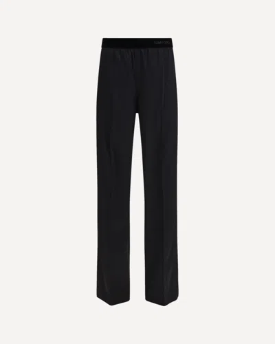 Tom Ford Stretch Silk Satin Trousers In Black