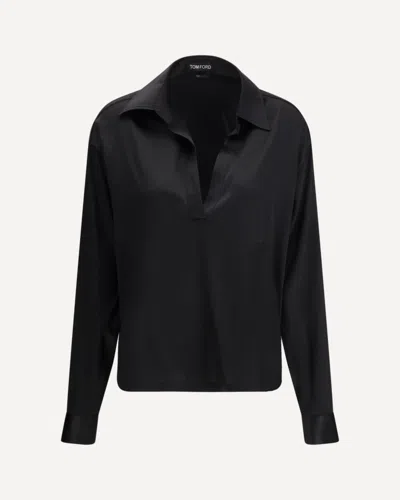 Tom Ford Stretch Silk Shirt In Black