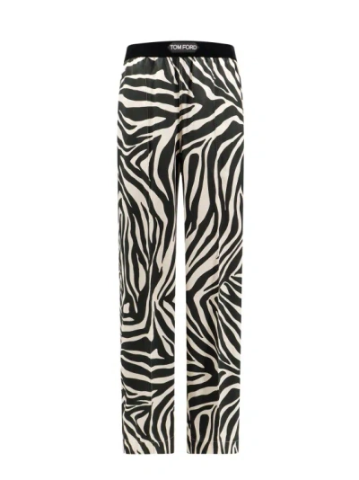 TOM FORD STRETCH SILK TROUSER WITH ANIMALIER PRINT