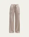 Tom Ford Stretch Silk Wide-leg Cargo Pajama Pants In Gray