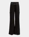 Tom Ford Stretch Silk Satin Flare Leg Cargo Pajama Pants In Black