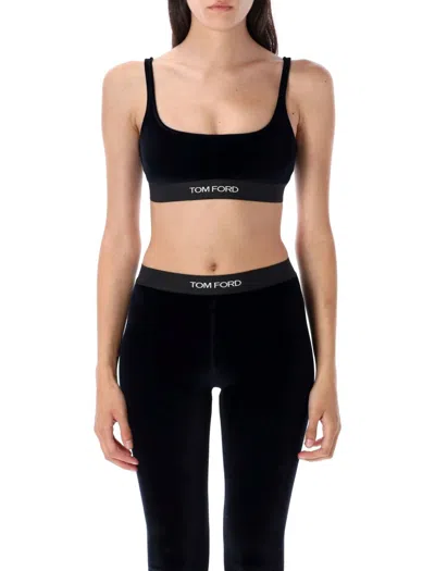 Tom Ford Stretch Velvet Bralette In Black