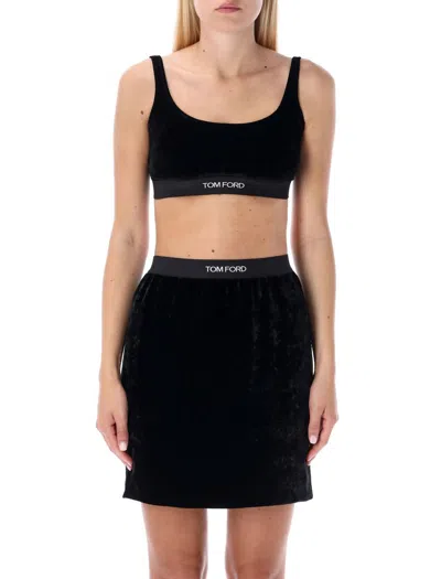 Tom Ford Stretch Velvet Bralette In Black