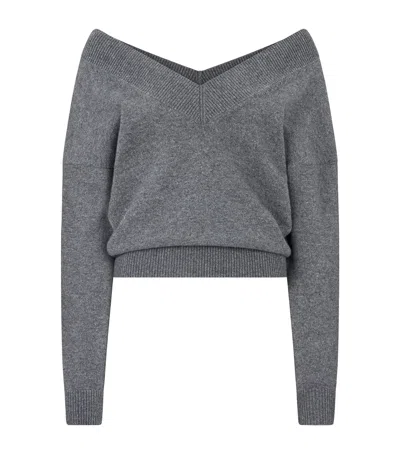Tom Ford Stretch-cashmere V-neck Sweater In Gray