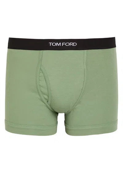 Tom Ford Stretch-cotton Boxer Briefs In Green