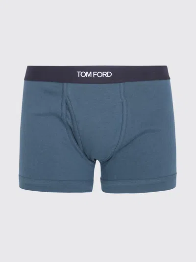 Tom Ford Stretch-cotton Boxer Briefs With Logo Waistband In Blue