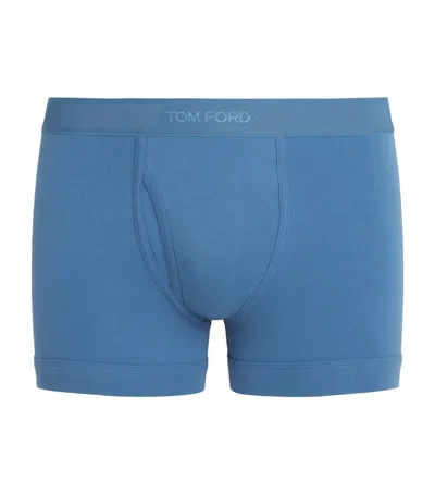 Tom Ford Stretch-cotton Logo Boxer Briefs In Blue