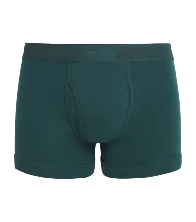 Tom Ford Stretch-cotton Logo Boxers In Green