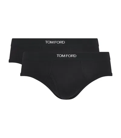 Tom Ford Stretch-cotton Logo Briefs In Black