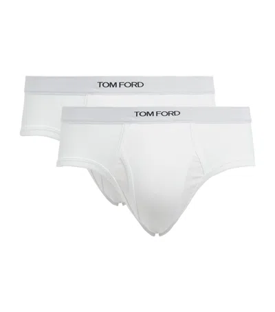 Tom Ford Stretch-cotton Logo Briefs In White