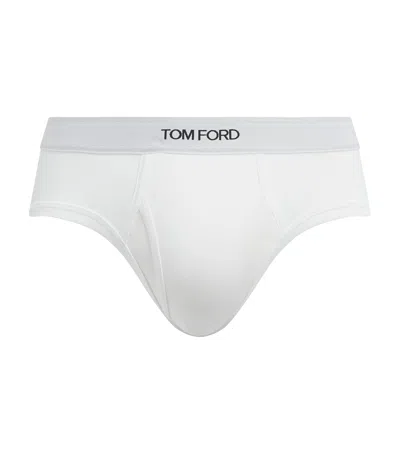 Tom Ford Stretch-cotton Logo Briefs In White