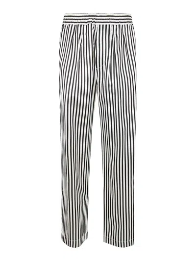 Tom Ford Fluid Silk Baton Stripe Pleated Piping Lounge Pants In Black