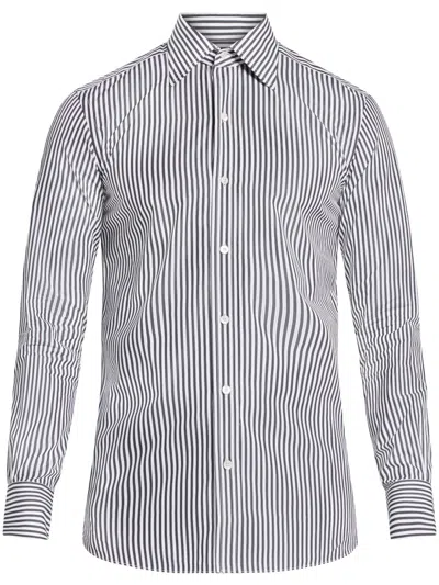 Tom Ford Striped Pattern Button-down Collar Long Sleeves Shirt In Multi