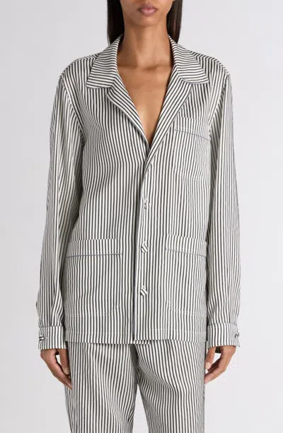Tom Ford Stripe Silk Button-up Pyjama Shirt In Animal Print