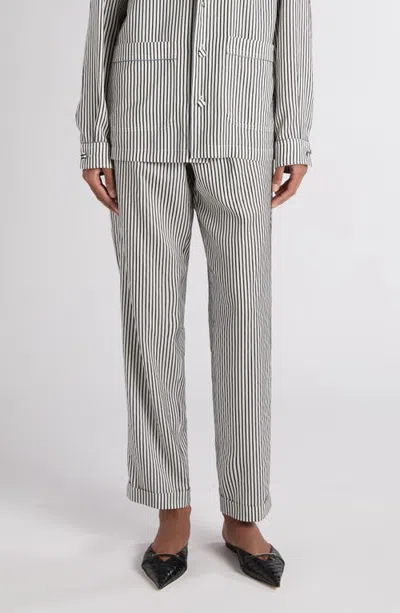 Tom Ford Stripe Silk Pyjama Trousers In Grey
