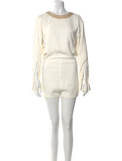 Pre-owned Tom Ford Striped Bateau Neckline Romper In White