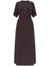Tom Ford Whitney Chain Stripe Belted Satin Shirtdress In Brown