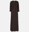 Tom Ford Whitney Chain Stripe Belted Satin Shirtdress In Brown
