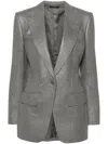 Tom Ford Metallic Stripe Wool Flannel Blazer In Grey