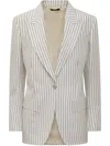 Tom Ford White Stripes Notched Lapel Blazer In White